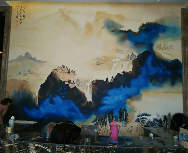 潁上縣水療會(huì )所大型前臺壁畫(huà)